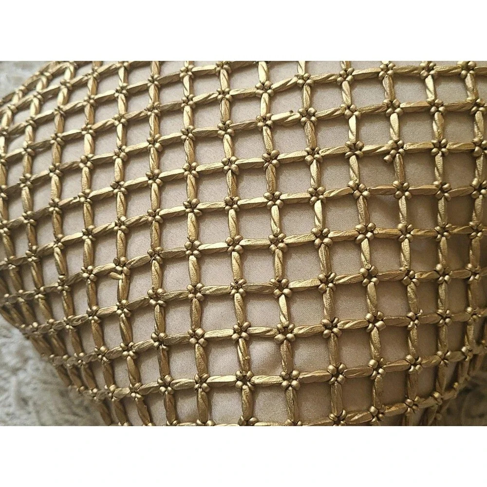 Pier 1 Gold Beaded Lattice Elegant Throw Decorative Pillow 18